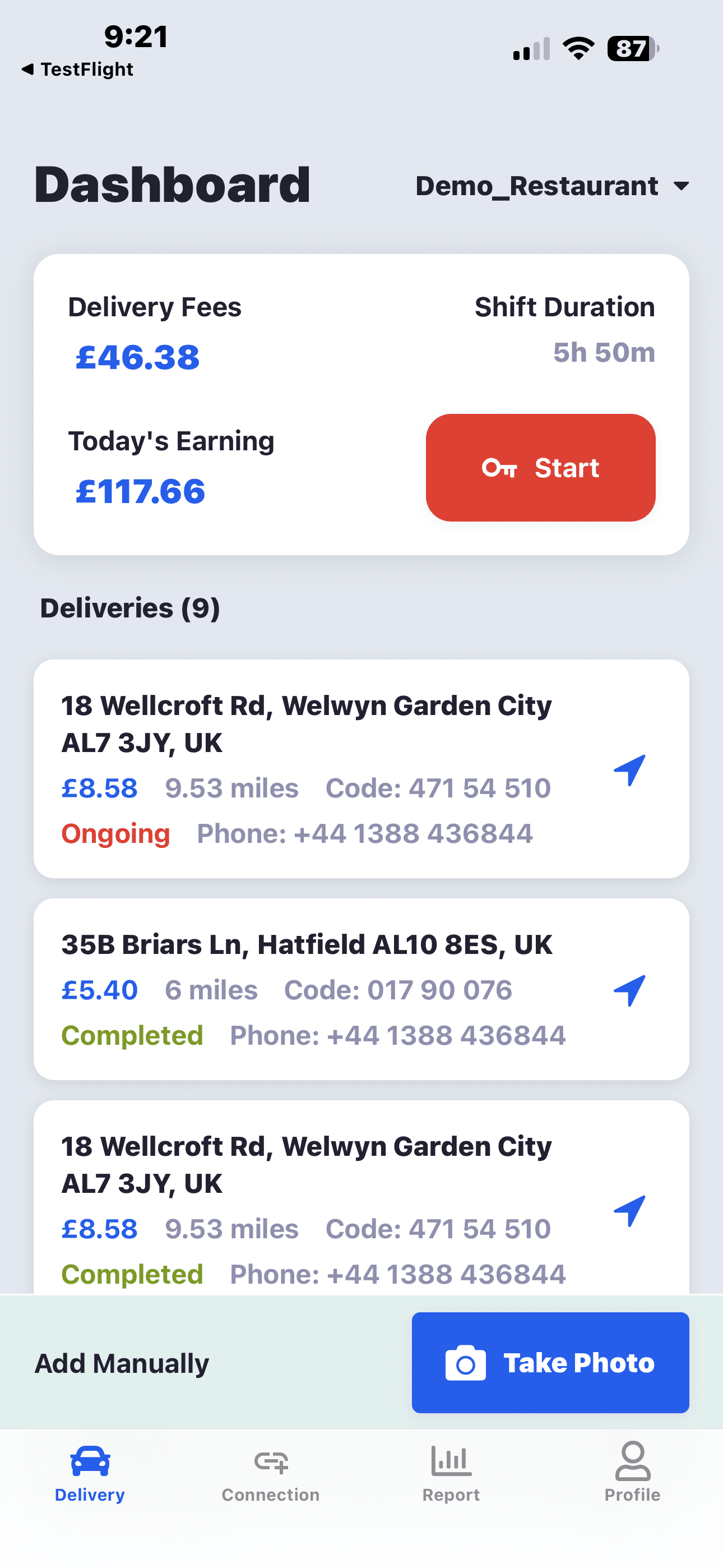 DeliveryGo iOS app screenshot